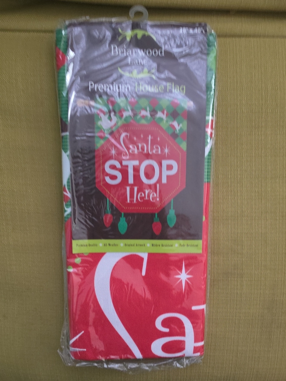 Santa Stop Here Red Holiday House Flag